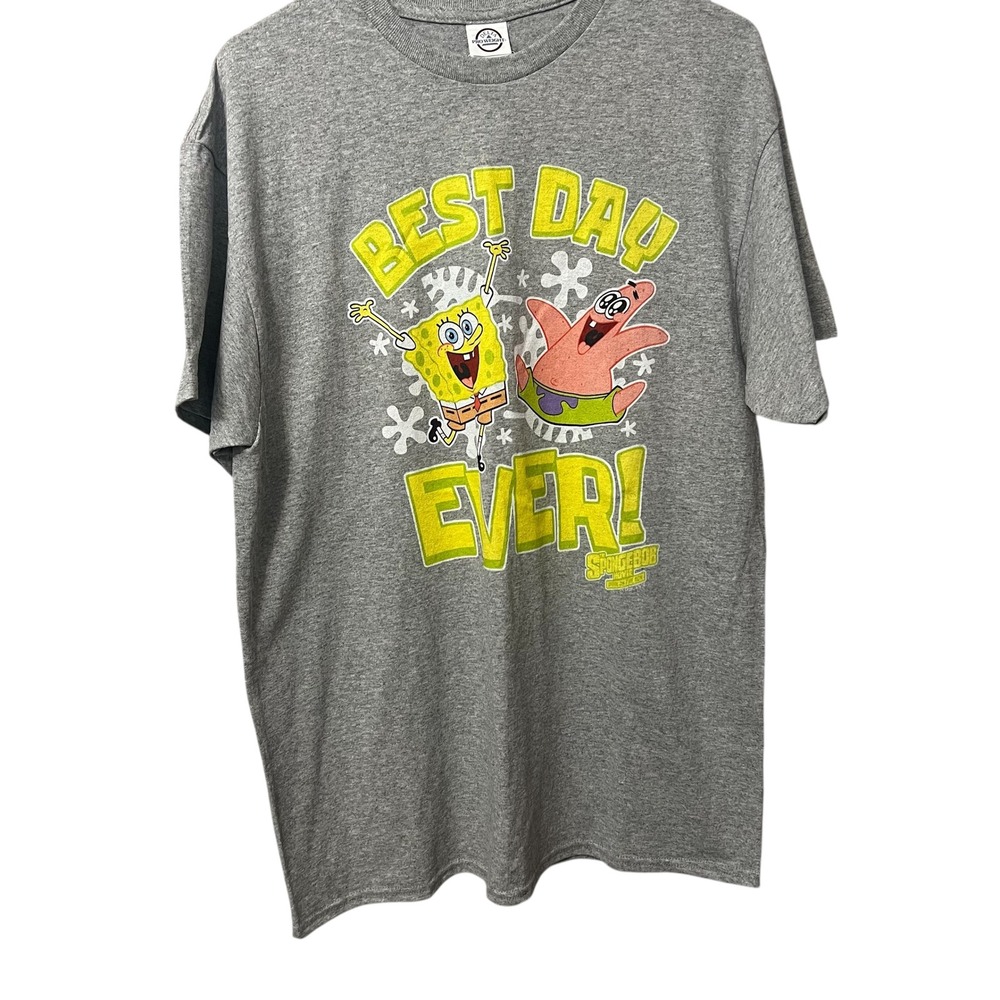 Nickelodeon‎ Spongebob Patrick Best Day Ever Graphic T Shirt Mens Large Gray